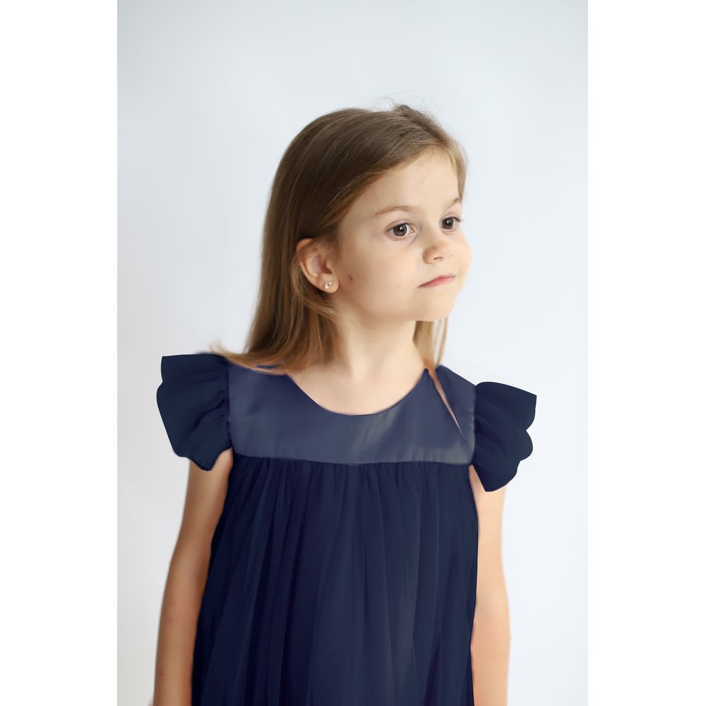 D' Daniela - Pleated Semi Casual Dress - Navy Blue