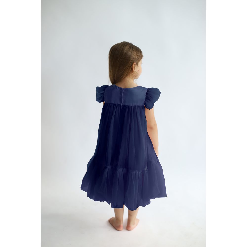 D' Daniela - Pleated Semi Casual Dress - Navy Blue