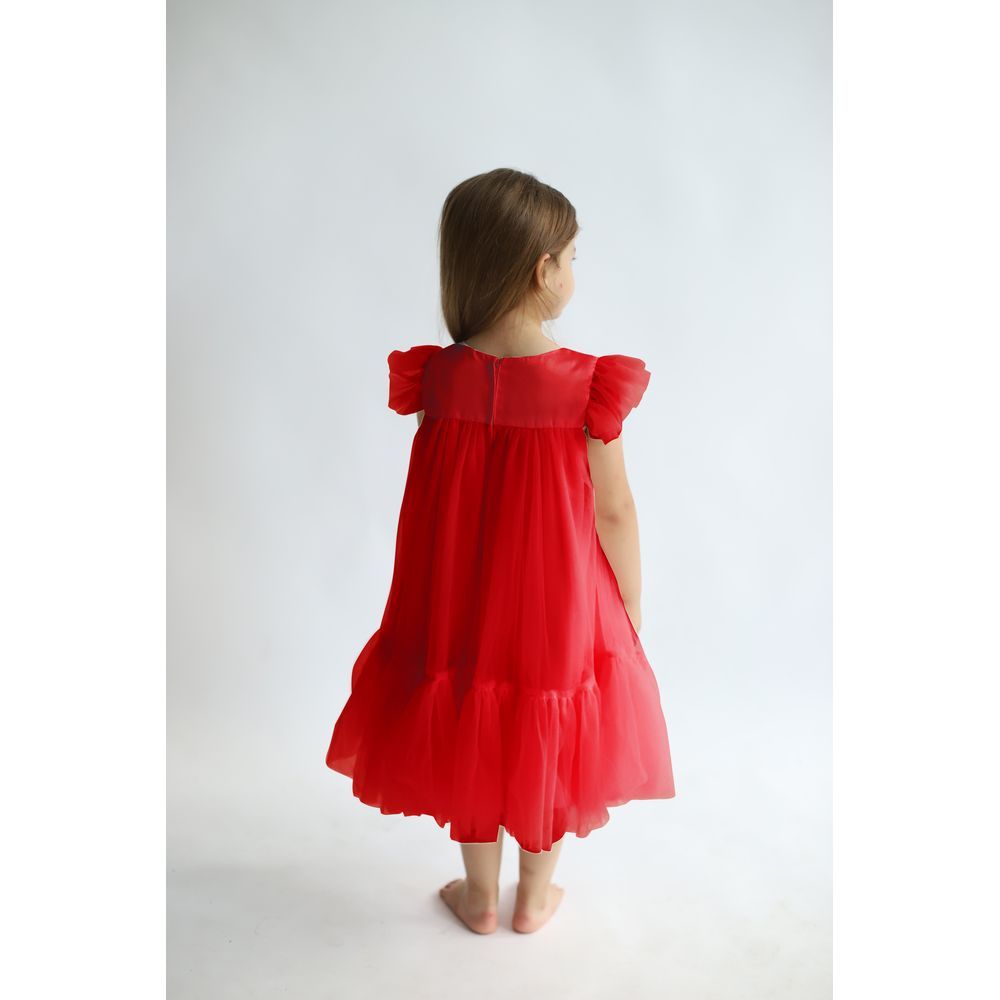 D' Daniela - Pleated Semi Casual Dress - Red