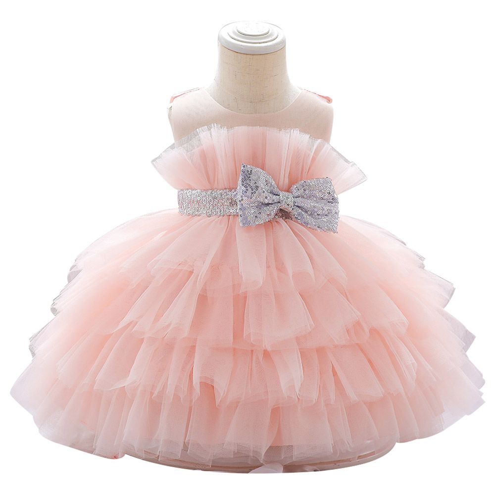 D' Daniela - Girls Fluffy Juliet Party Dress - Light Pink