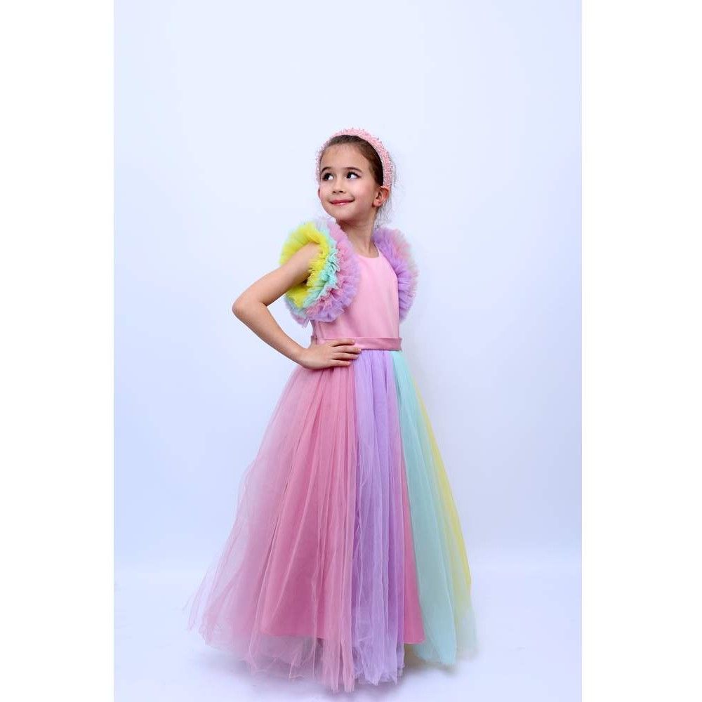 D' Daniela - Girls Long Party Dress - Unicorn