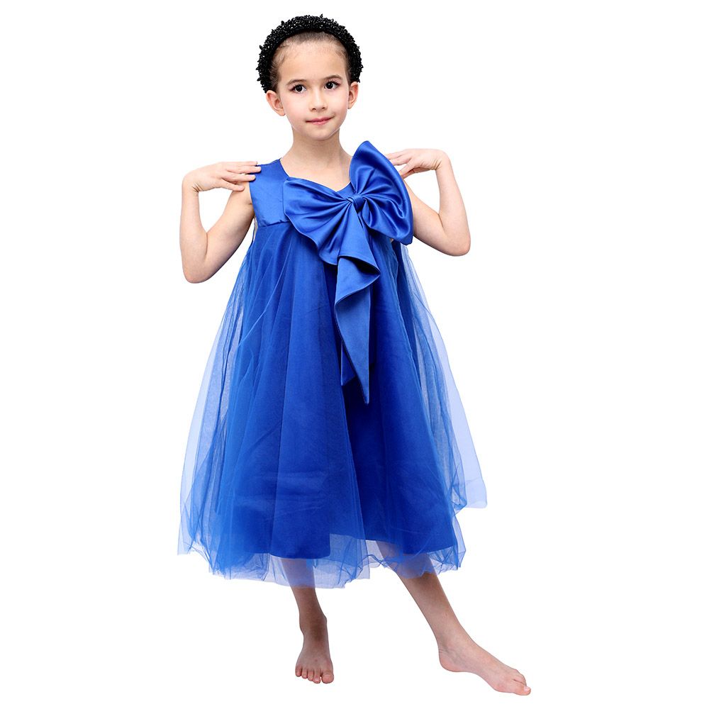 D' Daniela - Big Bow Front Party Dress - Royal Blue