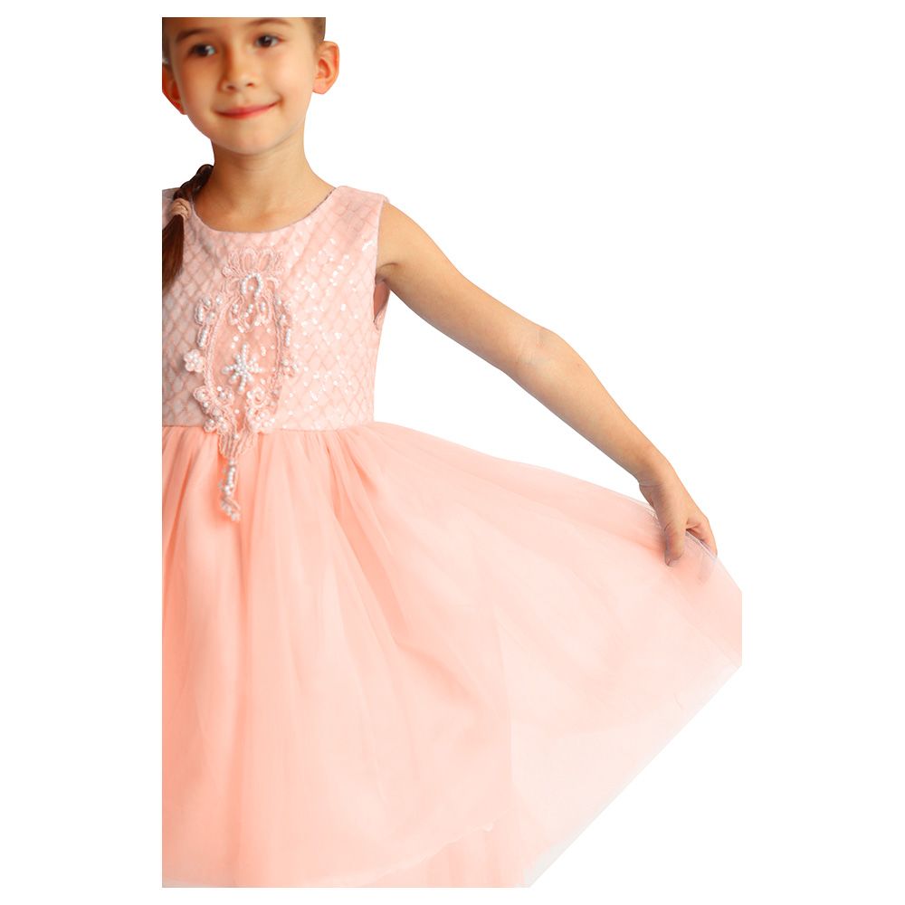 D' Daniela - Sequins & Beads Party Dress - Pink