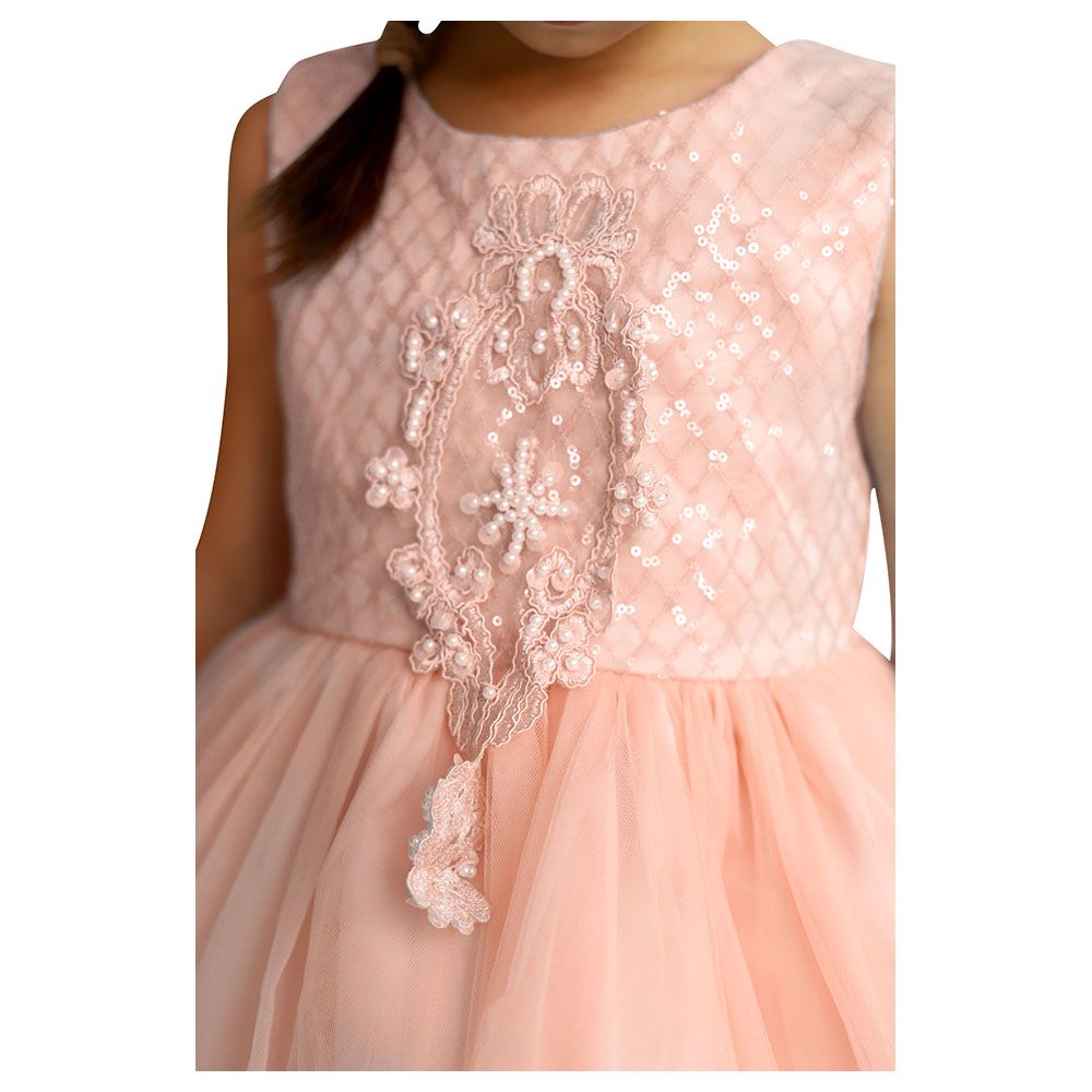 D' Daniela - Sequins & Beads Party Dress - Pink