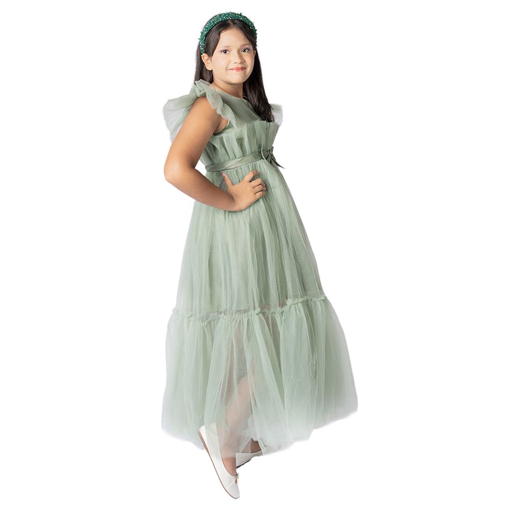 D' Daniela - "Belle" Long Party Dress - Olive Green