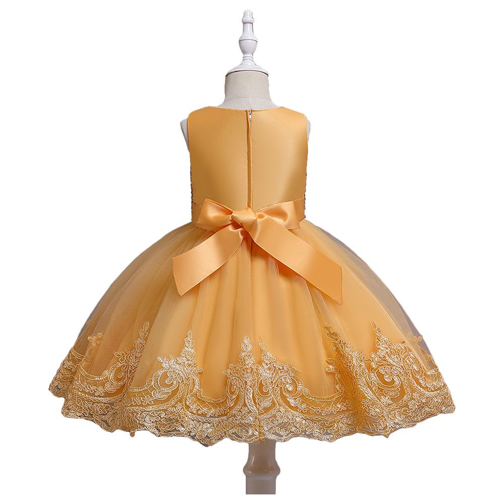 D' Daniela - Mini Maya Kids Sequin Applique Dress - Yellow