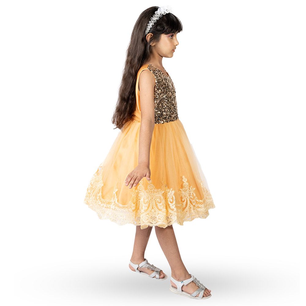 D' Daniela - Mini Maya Kids Sequin Applique Dress - Yellow