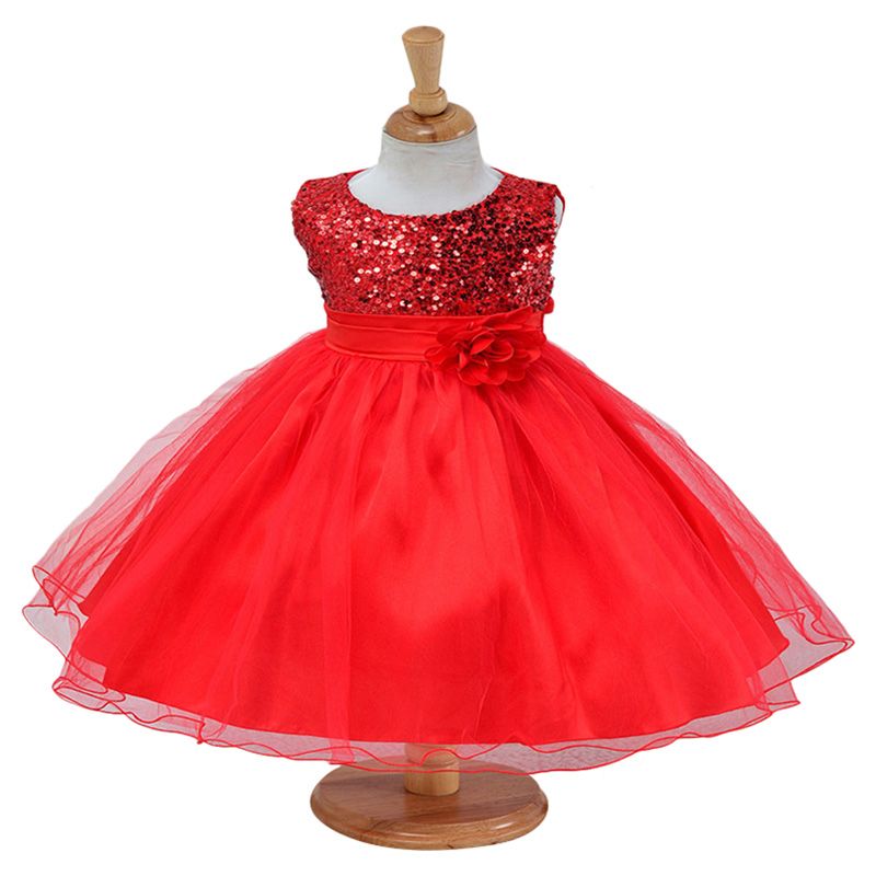 D' Daniela - Sparkly Sequins & Flower Dress - Red