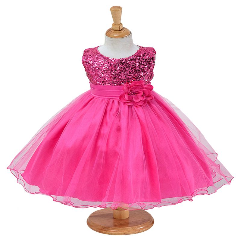 D' Daniela - Sparkly Sequins & Flower Dress - Fuchsia