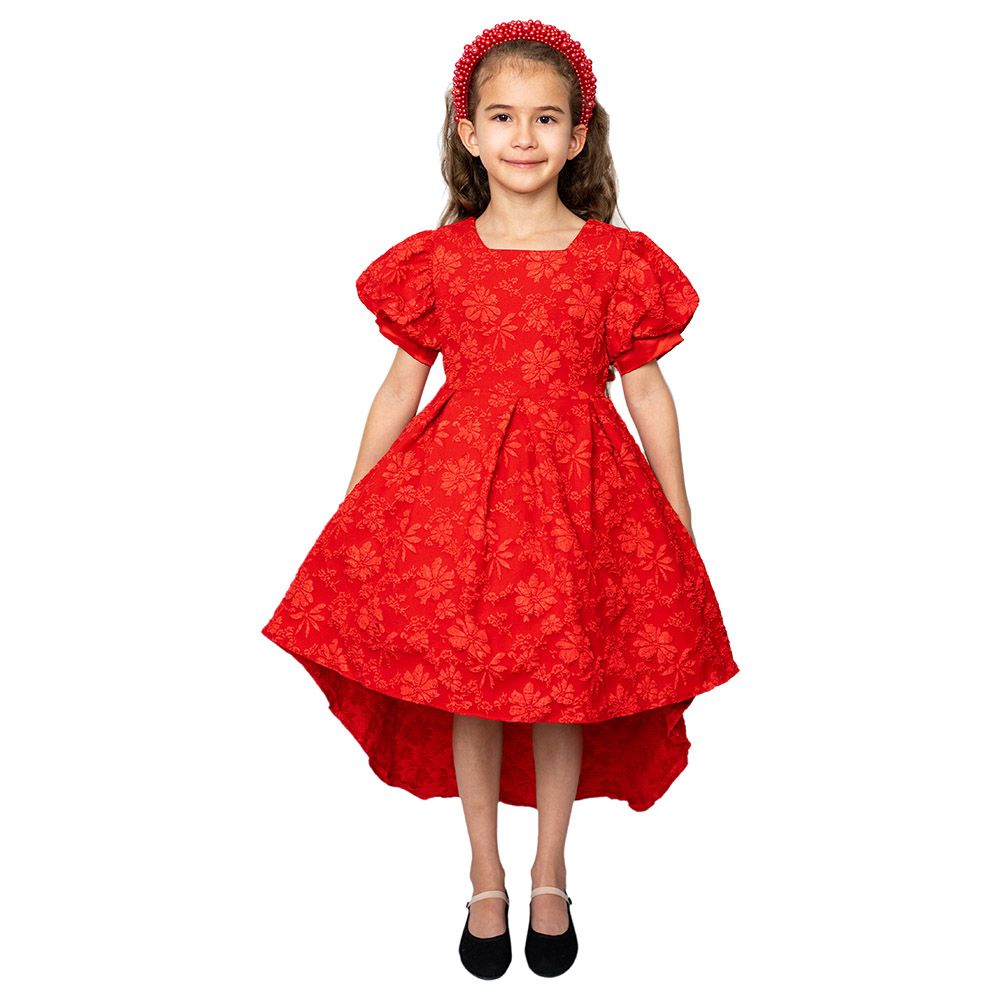 D' Daniela - Girls Tulle Floral Dress - Red