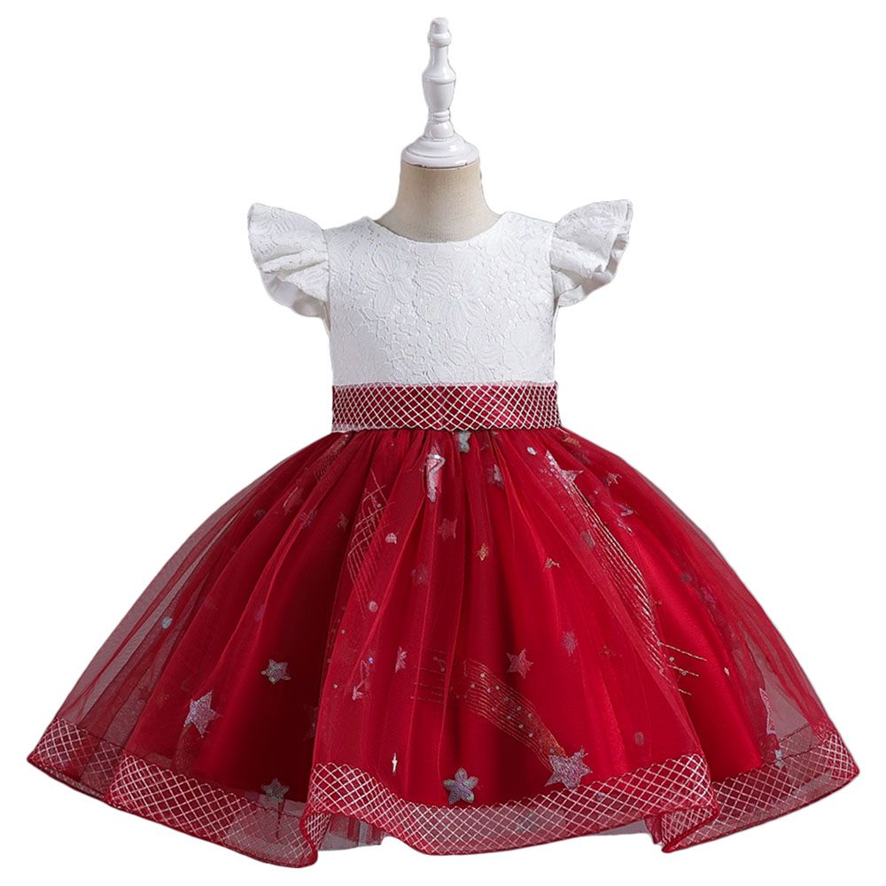 D' Daniela - Little Stars Tulle Party Dress - Red