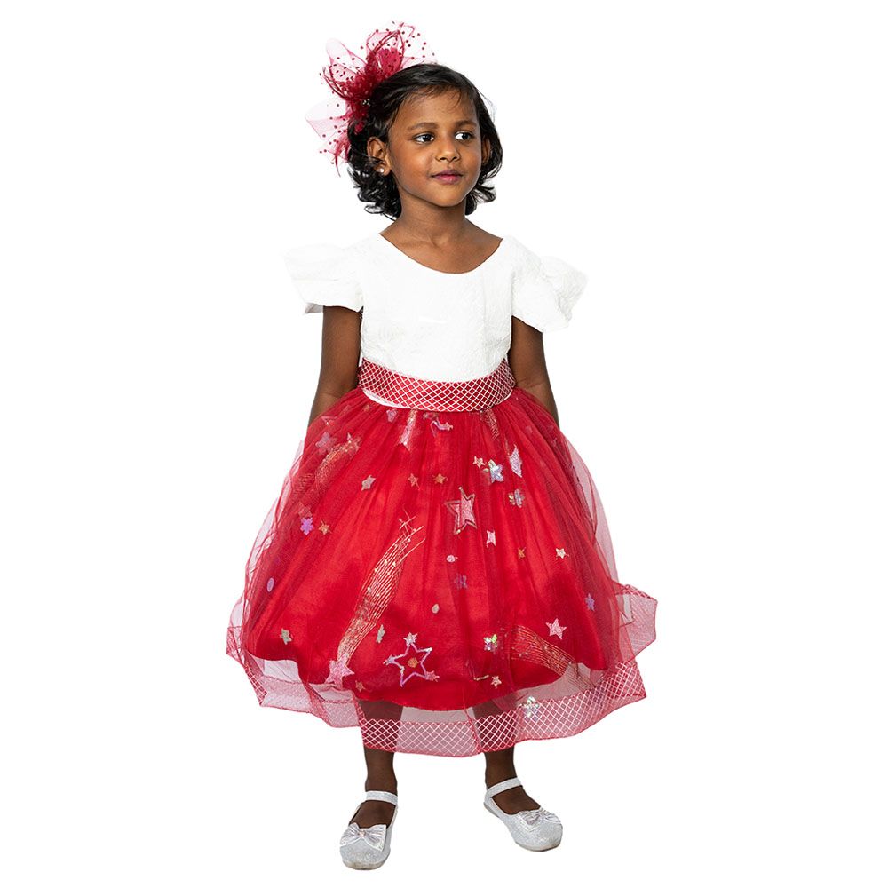 D' Daniela - Little Stars Tulle Party Dress - Red