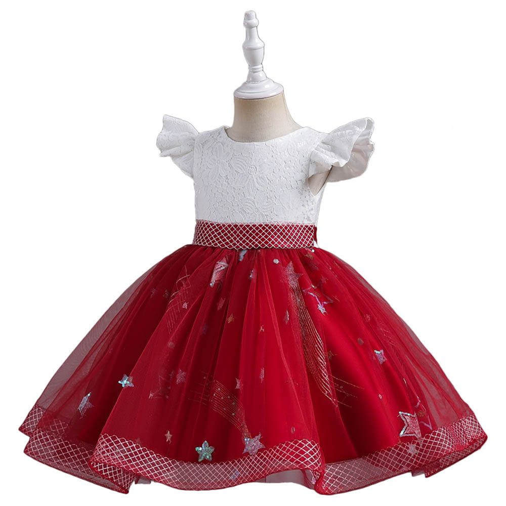 D' Daniela - Little Stars Tulle Party Dress - Red