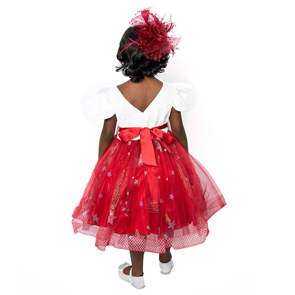 D' Daniela - Little Stars Tulle Party Dress - Red