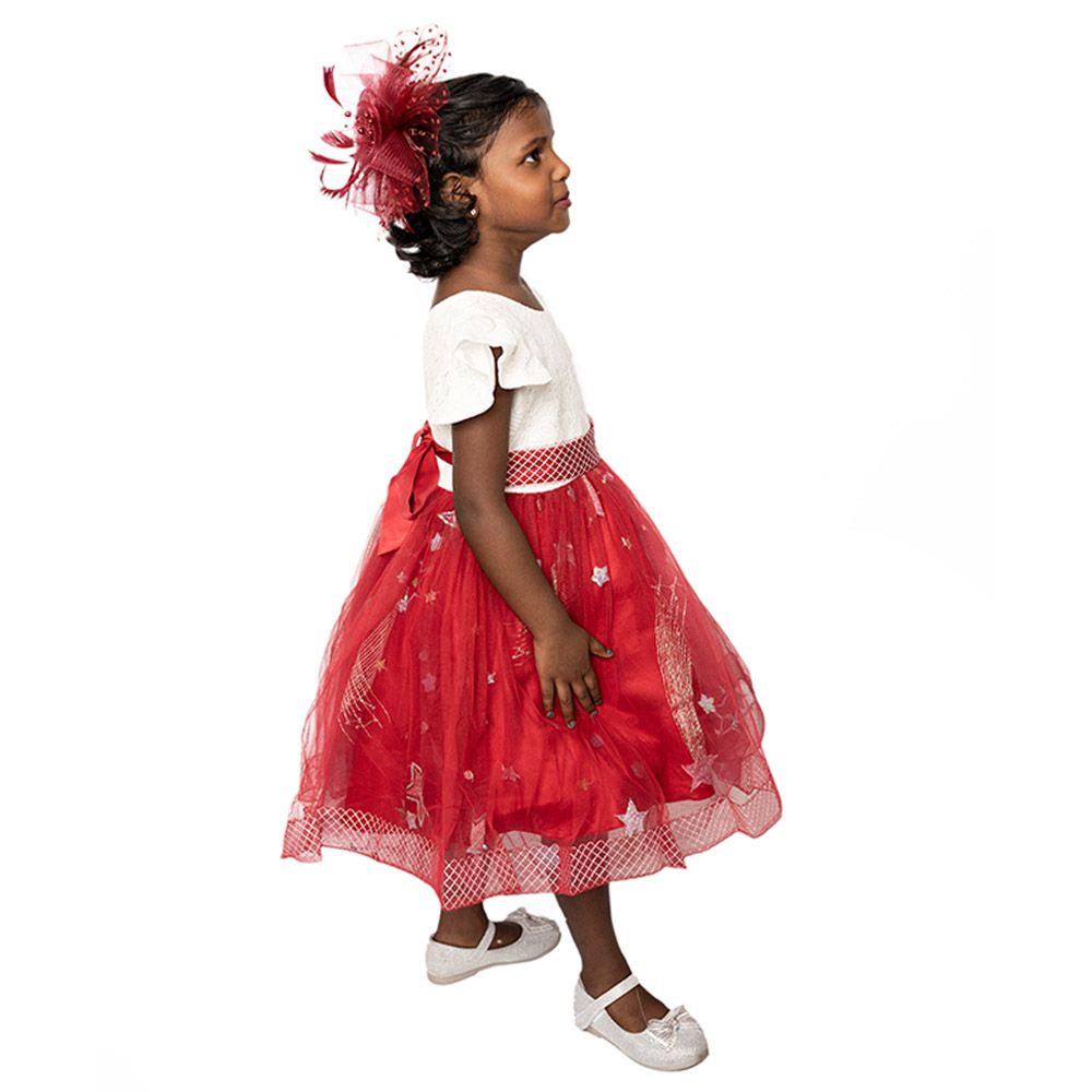 D' Daniela - Little Stars Tulle Party Dress - Red