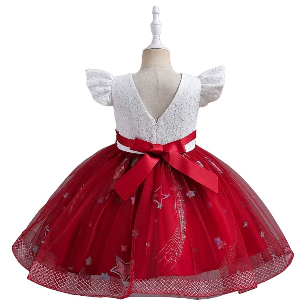 D' Daniela - Little Stars Tulle Party Dress - Red