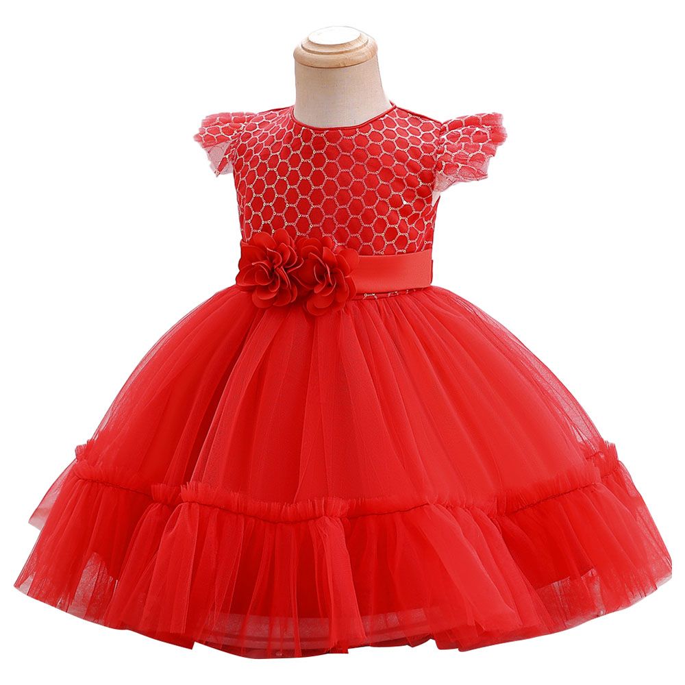 D' Daniela - Gigi Faux Flower Dress - Red