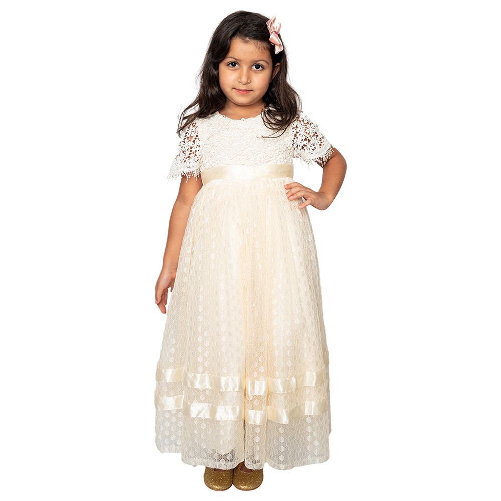 D' Daniela - Girls Ruffled Dress - Beige