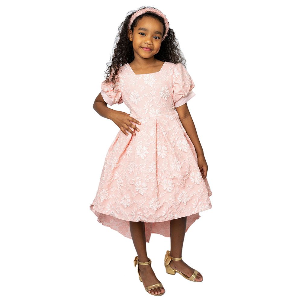 D' Daniela - Girls Tulle Floral Dress - Pink