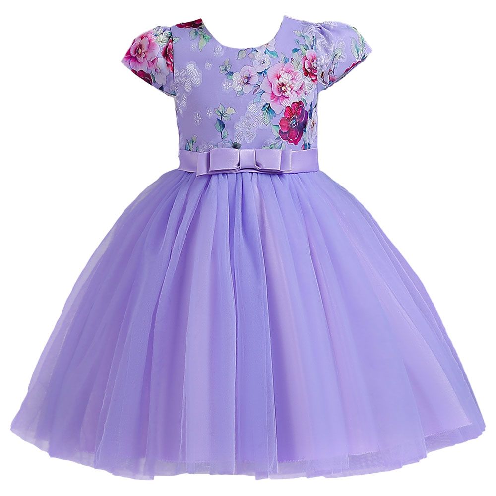 D' Daniela - Flower Embroidery Tutu Dress - Lavendar