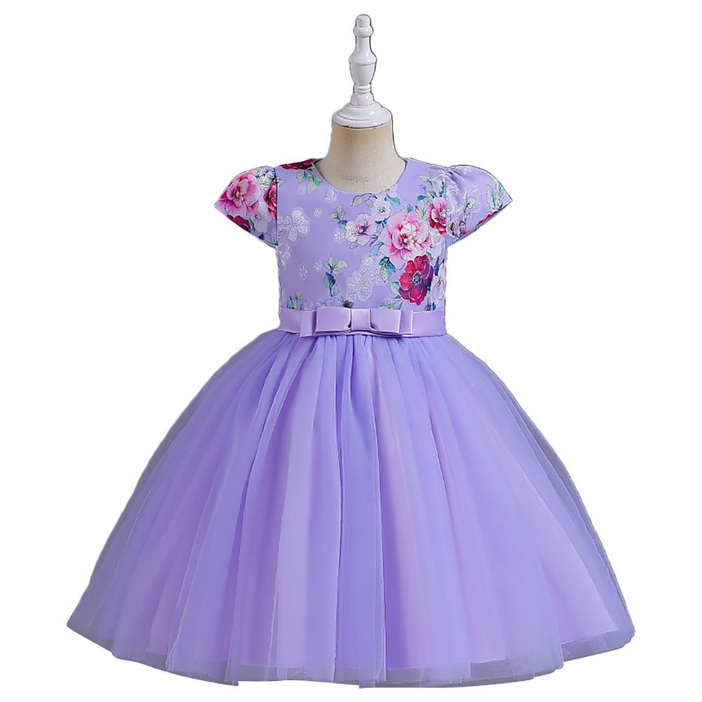 D' Daniela - Flower Embroidery Tutu Dress - Lavendar