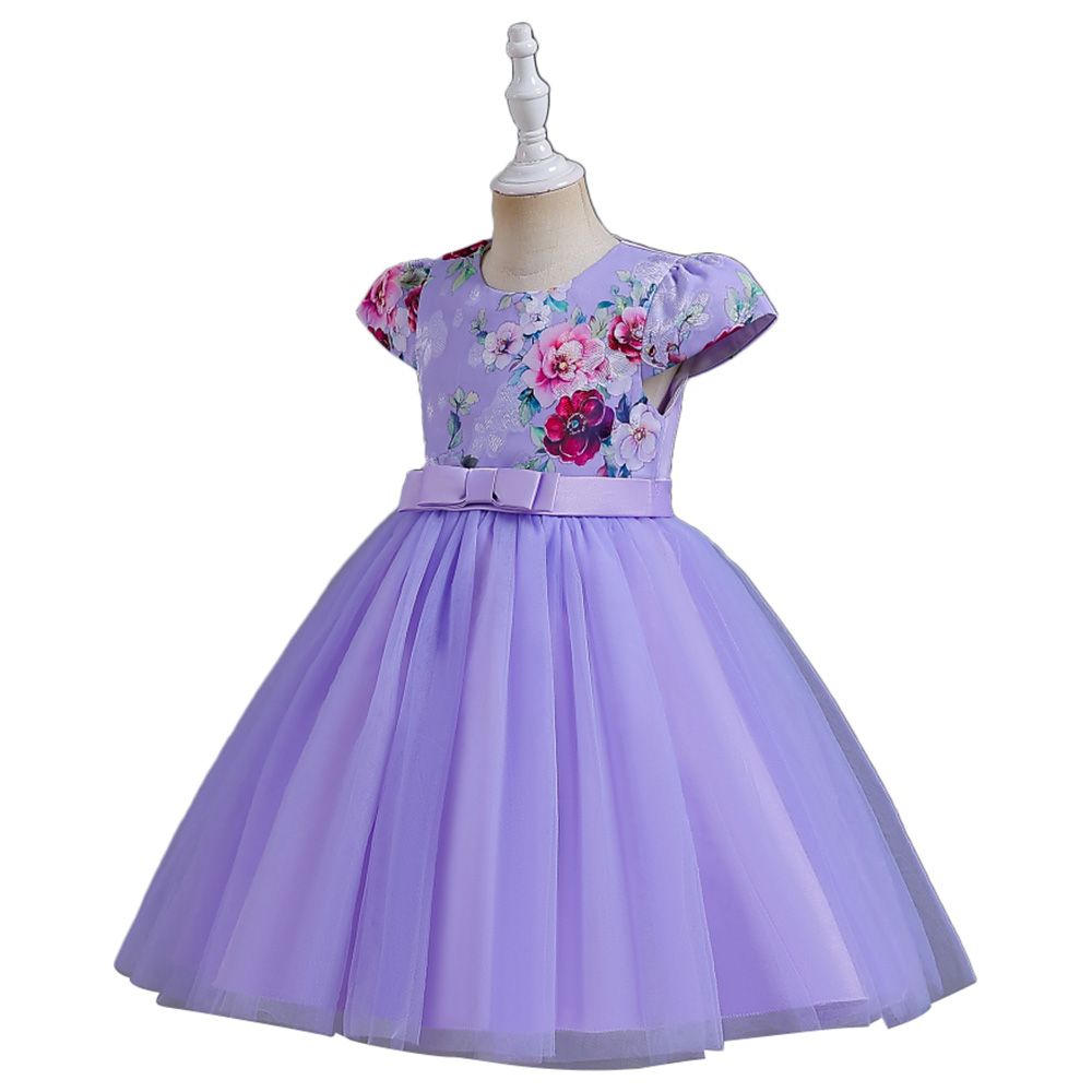 D' Daniela - Flower Embroidery Tutu Dress - Lavendar