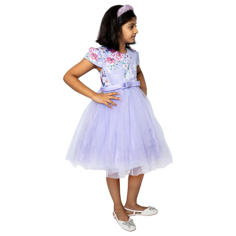 D' Daniela - Flower Embroidery Tutu Dress - Lavendar