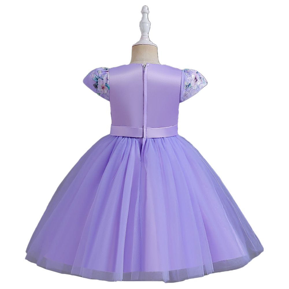 D' Daniela - Flower Embroidery Tutu Dress - Lavendar