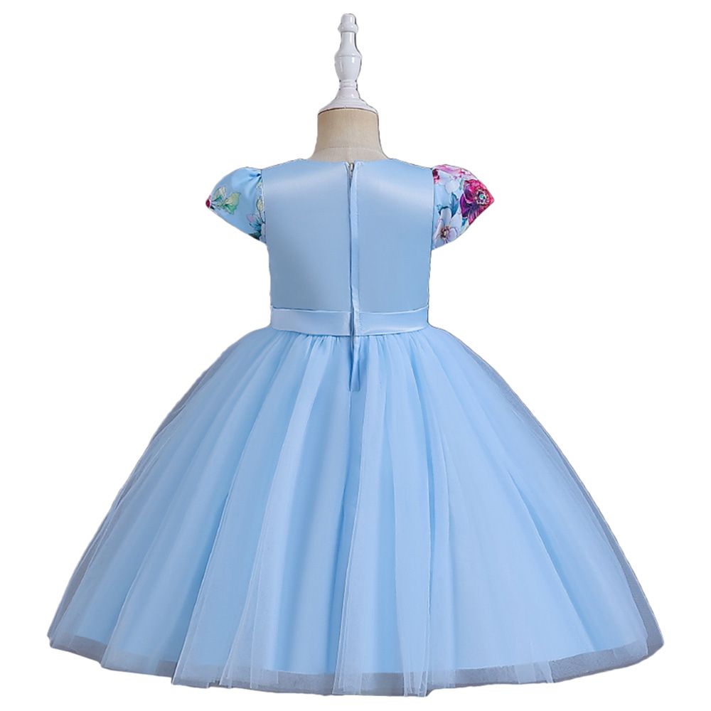 D' Daniela - Flower Embroidery Tutu Dress - Blue