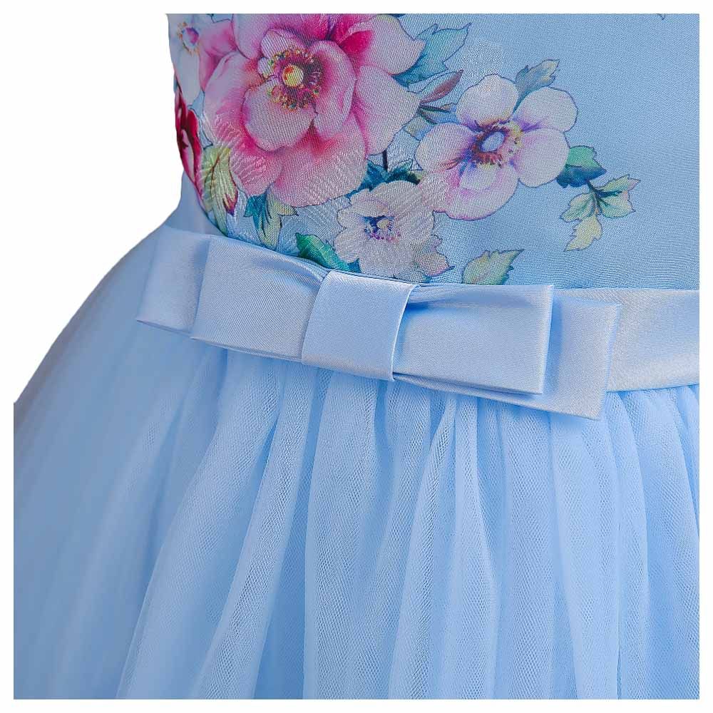 D' Daniela - Flower Embroidery Tutu Dress - Blue