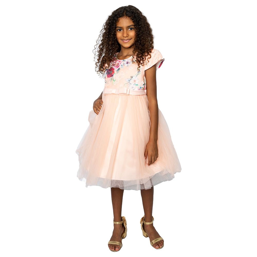 D' Daniela - Flower Embroidery Tutu Dress - Pink