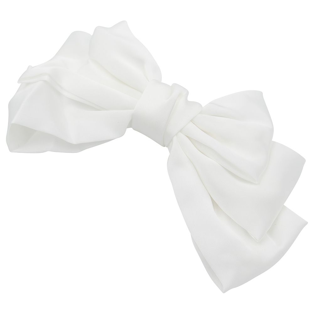 D' Daniela - Large Hair Barrete Bow Hair Clip - White