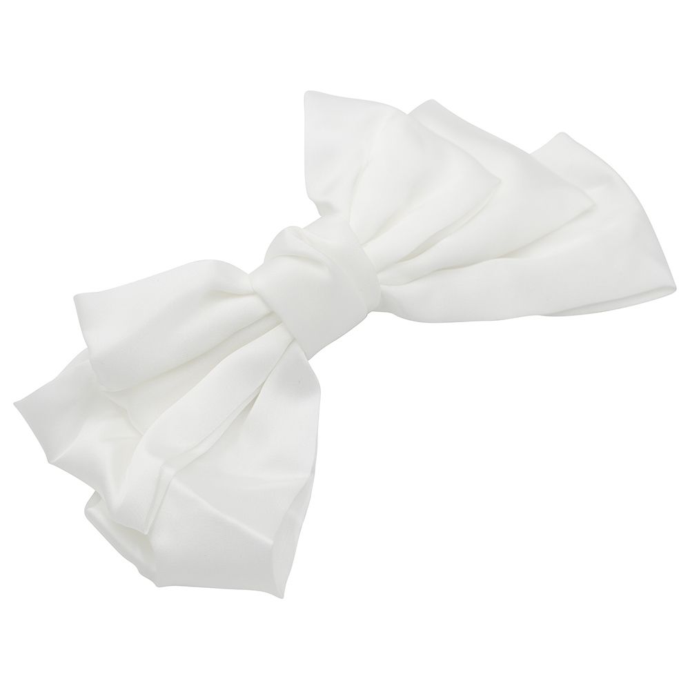 D' Daniela - Large Hair Barrete Bow Hair Clip - White