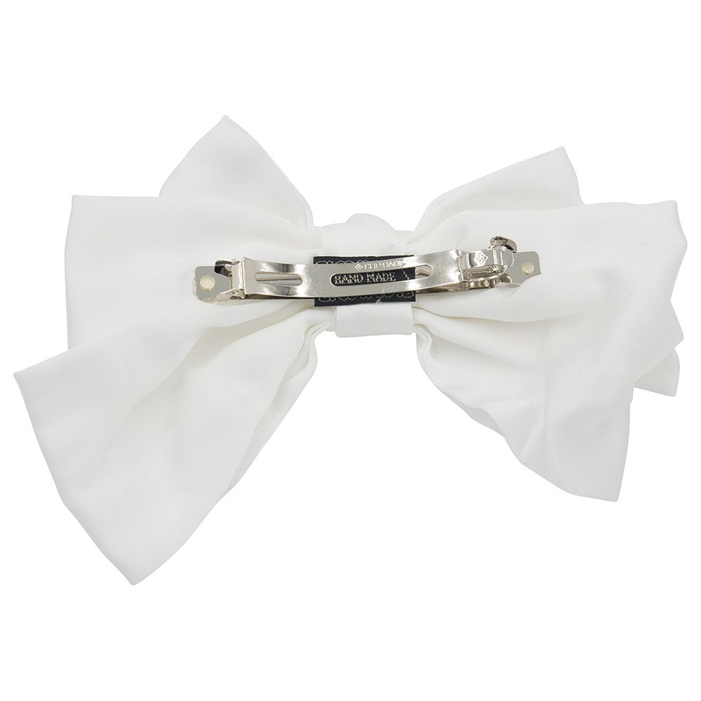 D' Daniela - Large Hair Barrete Bow Hair Clip - White