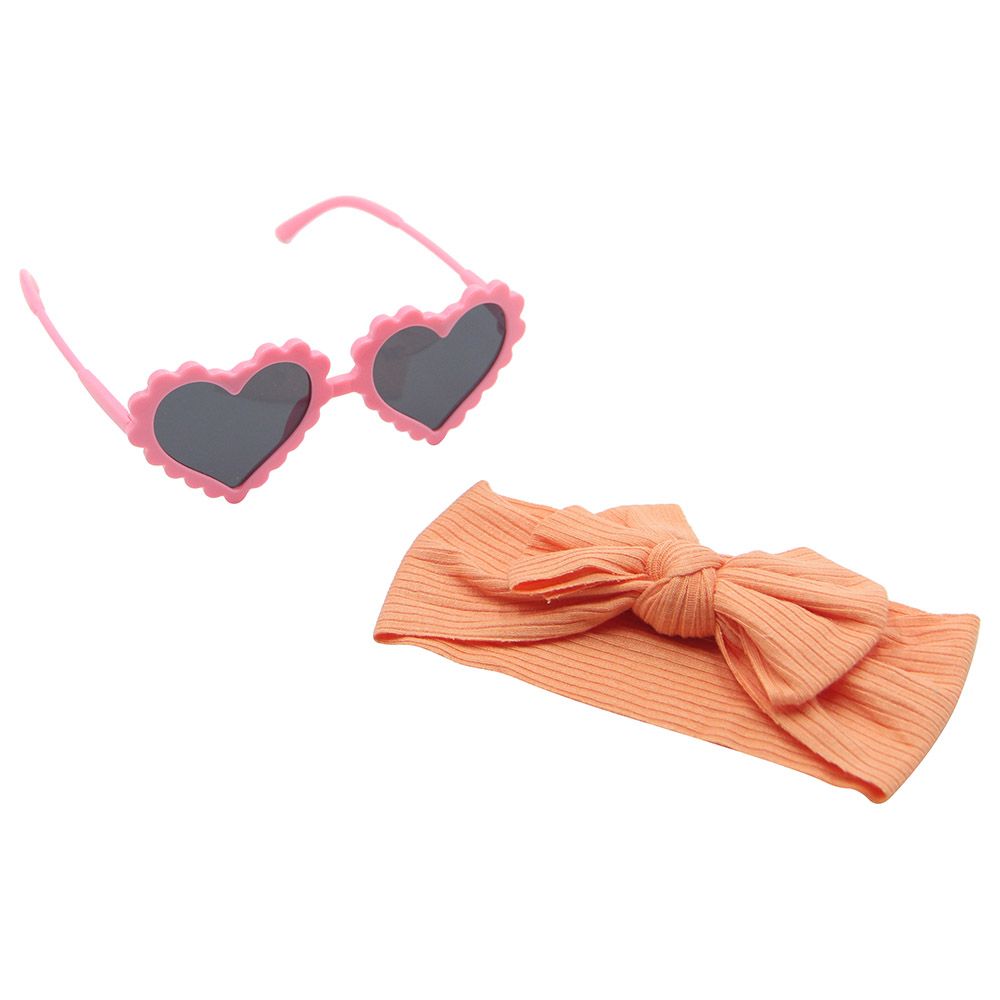 D' Daniela - Girls Ana Glasses & Headband Pack of 2 - Pink Peach