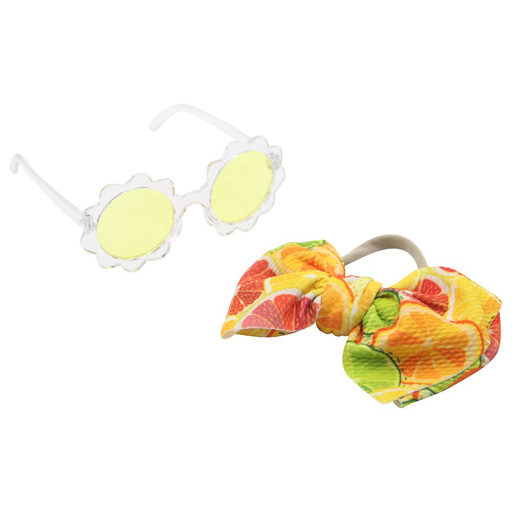 D' Daniela - Girls Hawaiian Glasses & Headband Pack of 2 - Orange