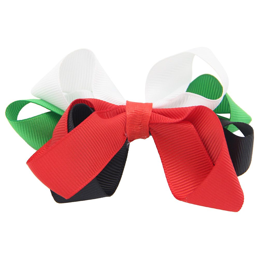 D' Daniela - Medium Dusty Uae Flag Bow Hair Clip - Pack of 2