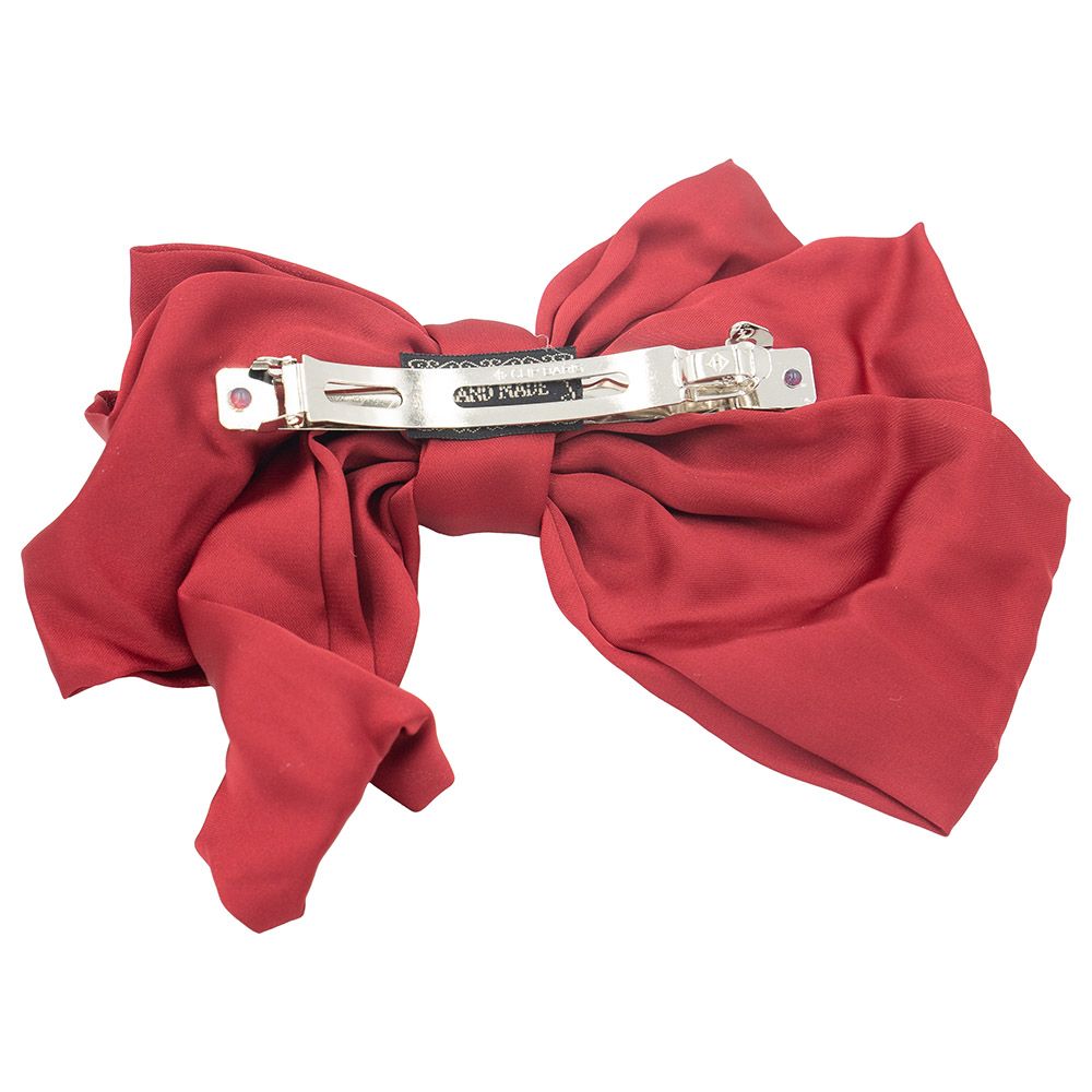 D' Daniela - Large Hair Barrete Bow Hair Clip - Red