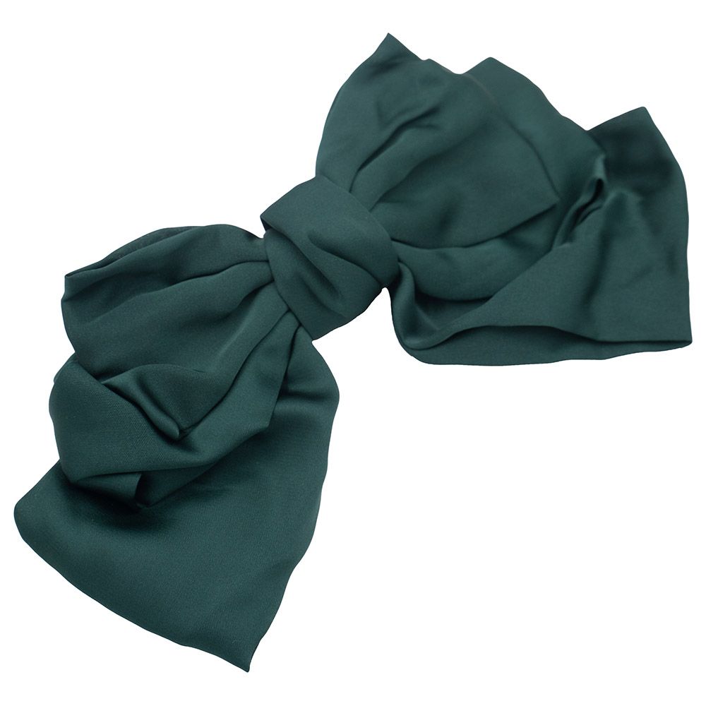 D' Daniela - Large Hair Barrete Bow Hair Clip - Dark Green