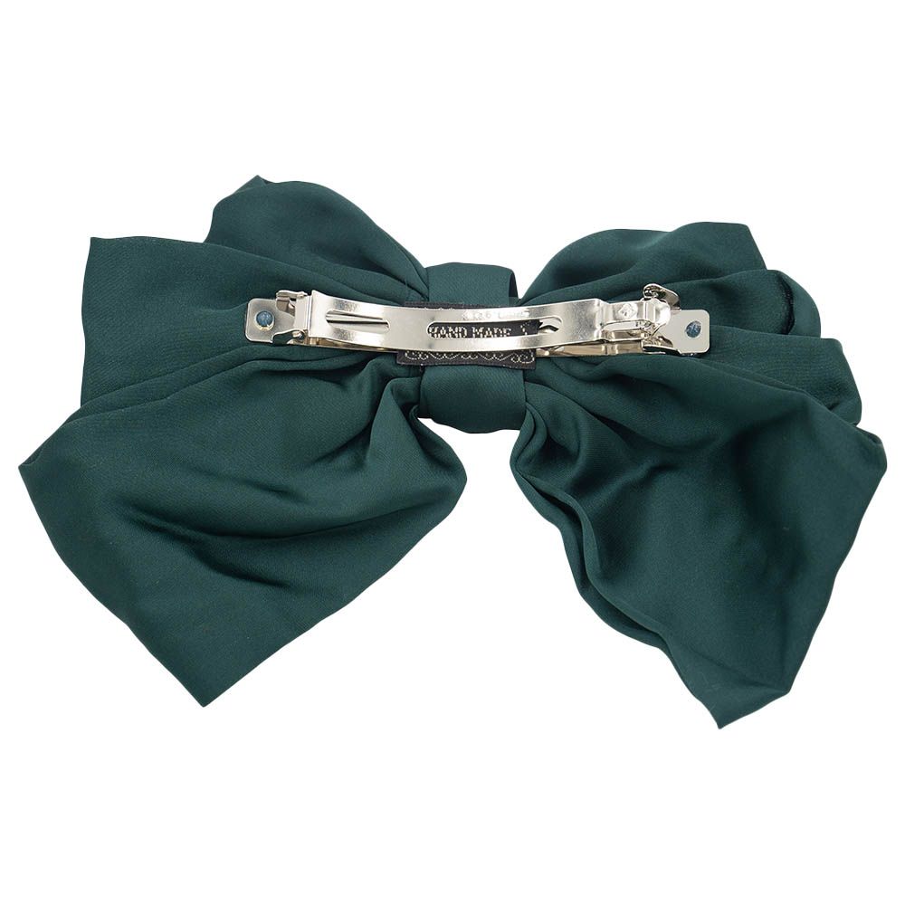 D' Daniela - Large Hair Barrete Bow Hair Clip - Dark Green