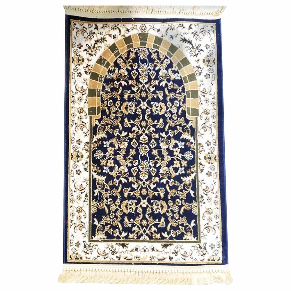 Deensquare - Al Rawdah Mehrab Premium Prayer Mat - Navy Blue