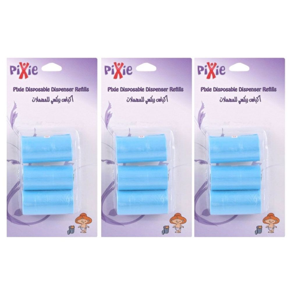 Pixie - Disposable Dispenser Refill, Blue (Bundle of 3)