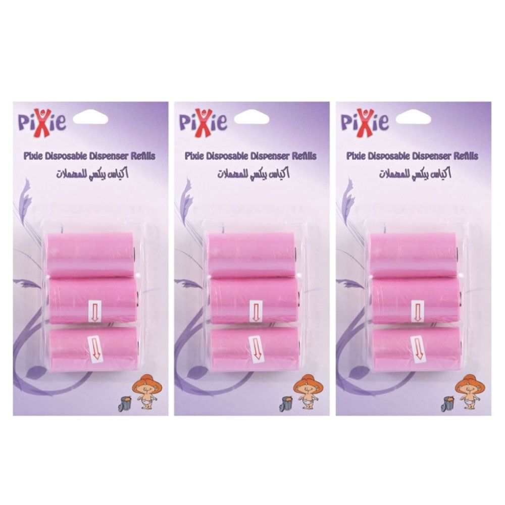 Pixie - Disposable Dispenser Refill, Pink (Bundle of 3)