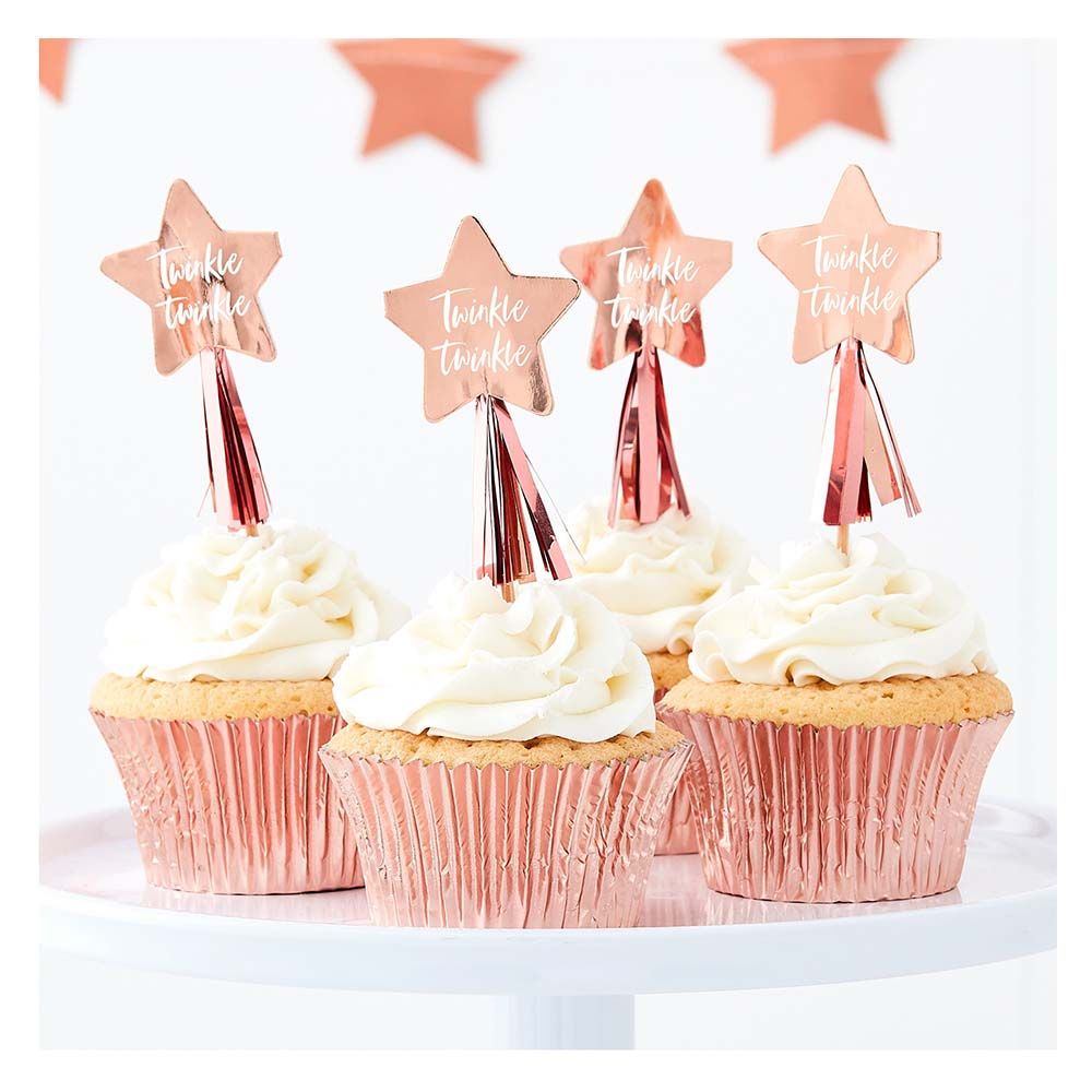 Ginger Ray - Twinkle Twinkle Star Cupcake - Rose Gold