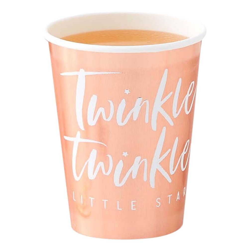 Ginger Ray - Twinkle Twinkle Paper Cups 266ml - Rose Gold