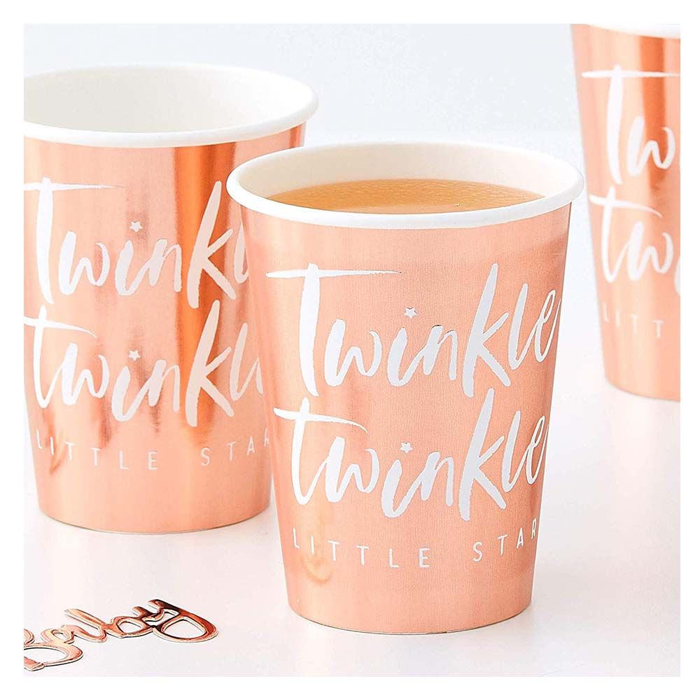 Ginger Ray - Twinkle Twinkle Paper Cups 266ml - Rose Gold