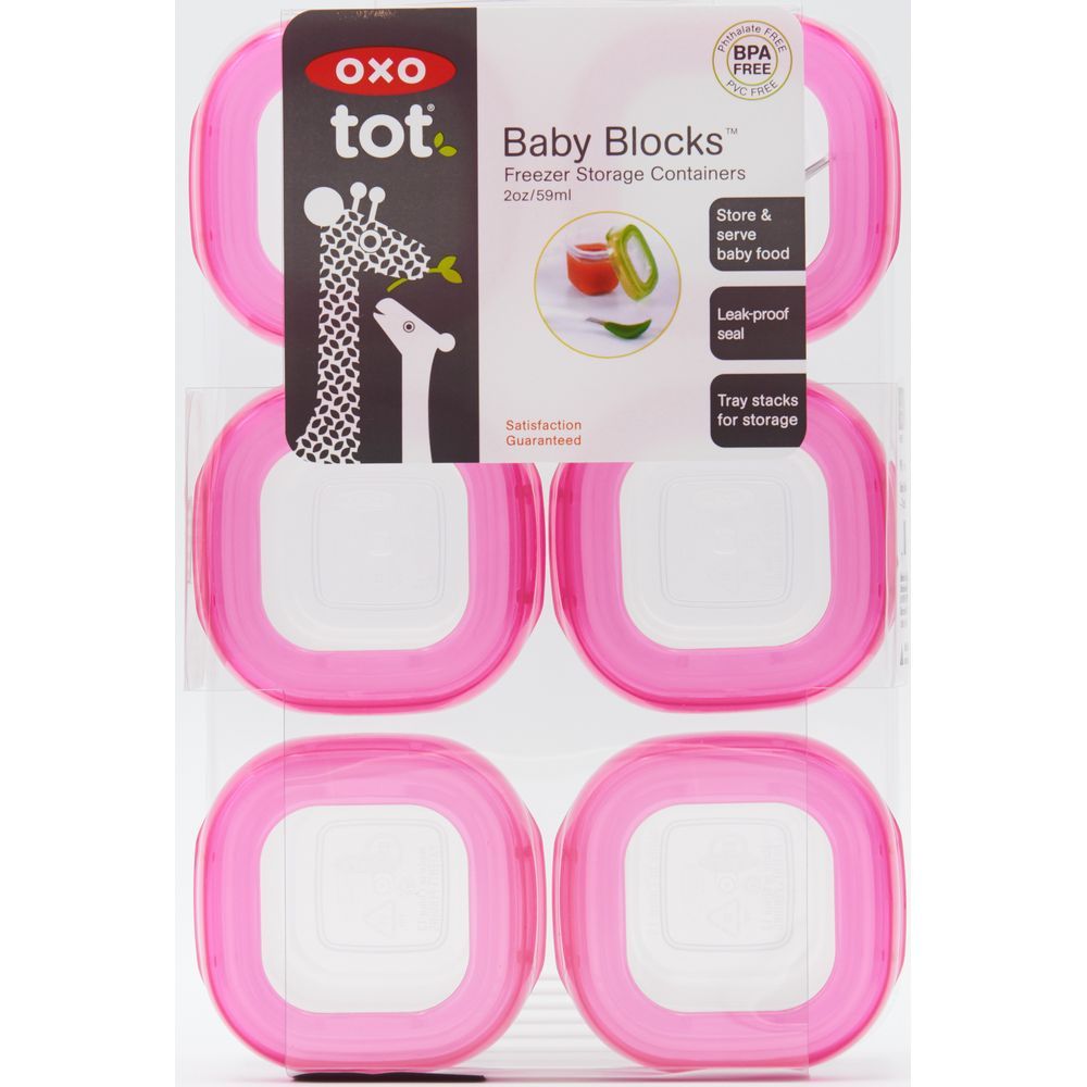 Oxo Tot - Baby Blocks Freezer Storage Containers - 2Oz - Pink