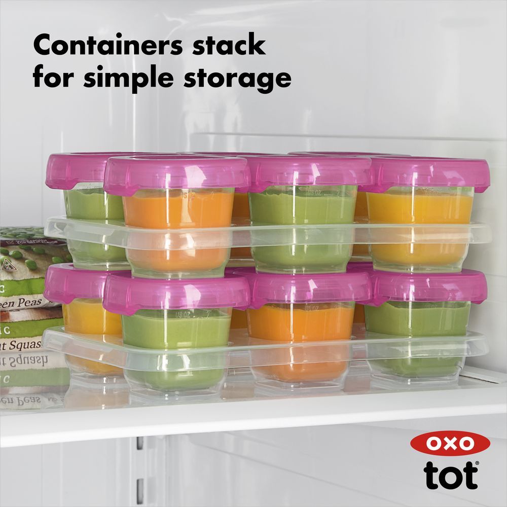 Oxo Tot - Baby Blocks Freezer Storage Containers - 2Oz - Pink