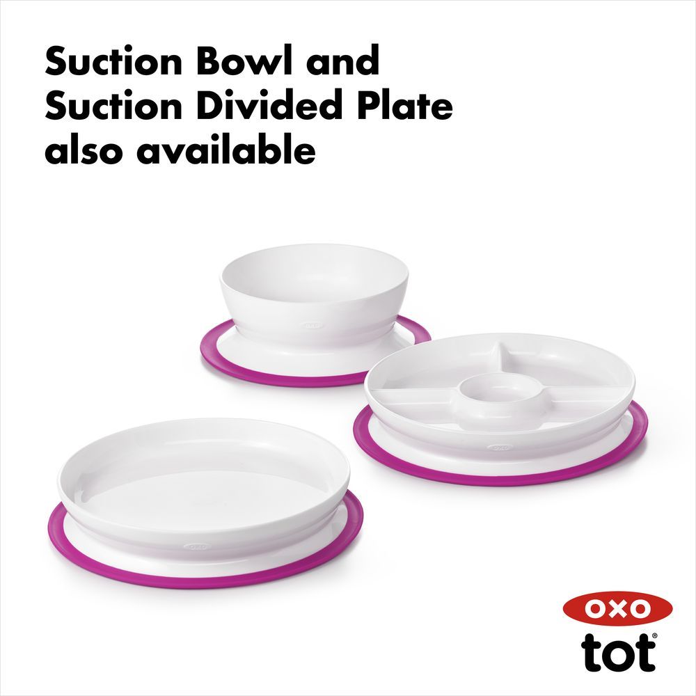 Oxo Tot - Stick & Stay Suction Divided Plate - Pink