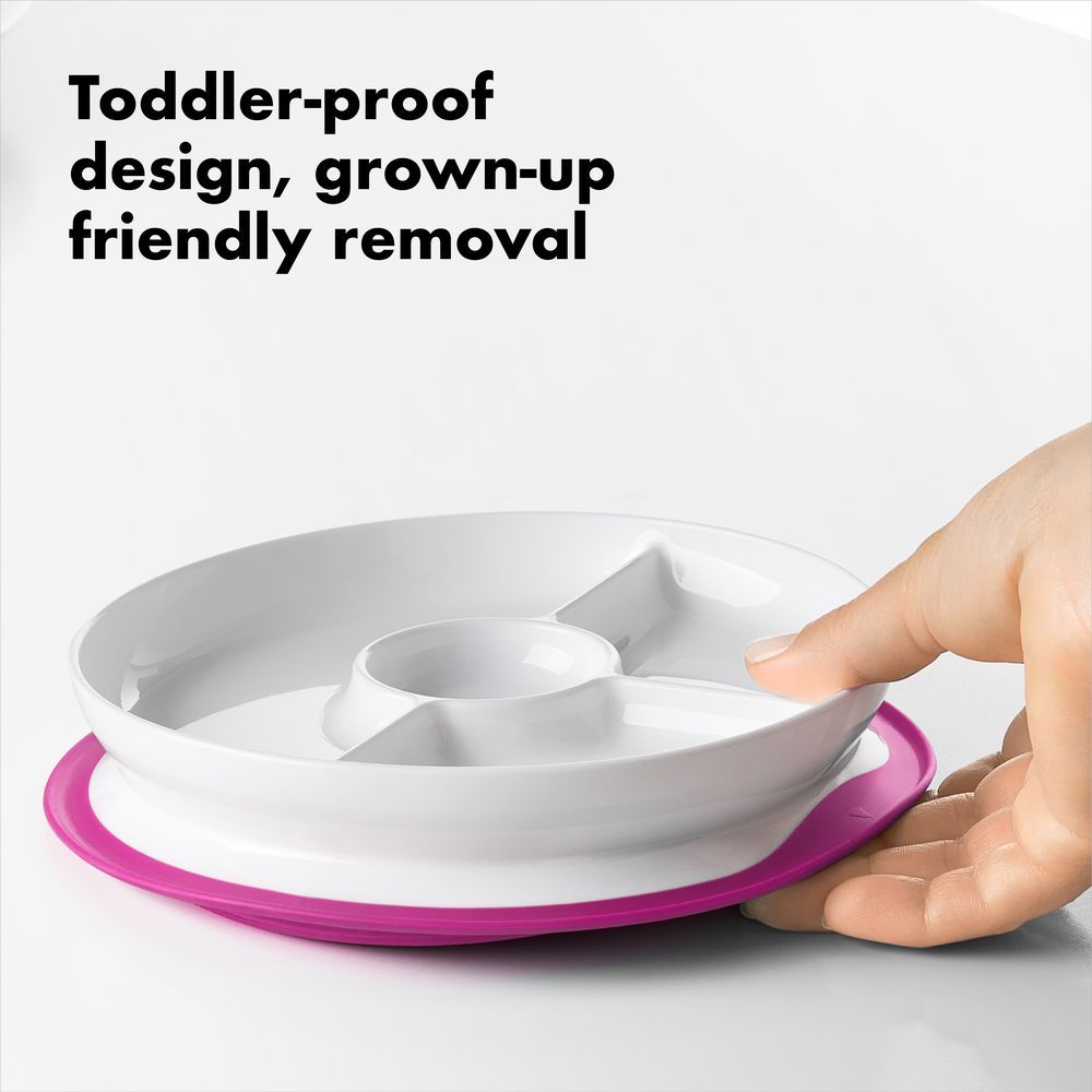 Oxo Tot - Stick & Stay Suction Divided Plate - Pink